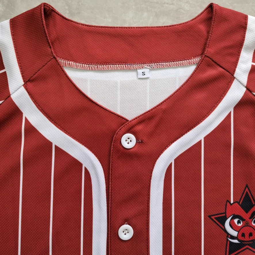 Full Button 100% Polyester Double Knitted Fabric Custom Baseball Uniforms Customizable Sublimation Baseball Jersey