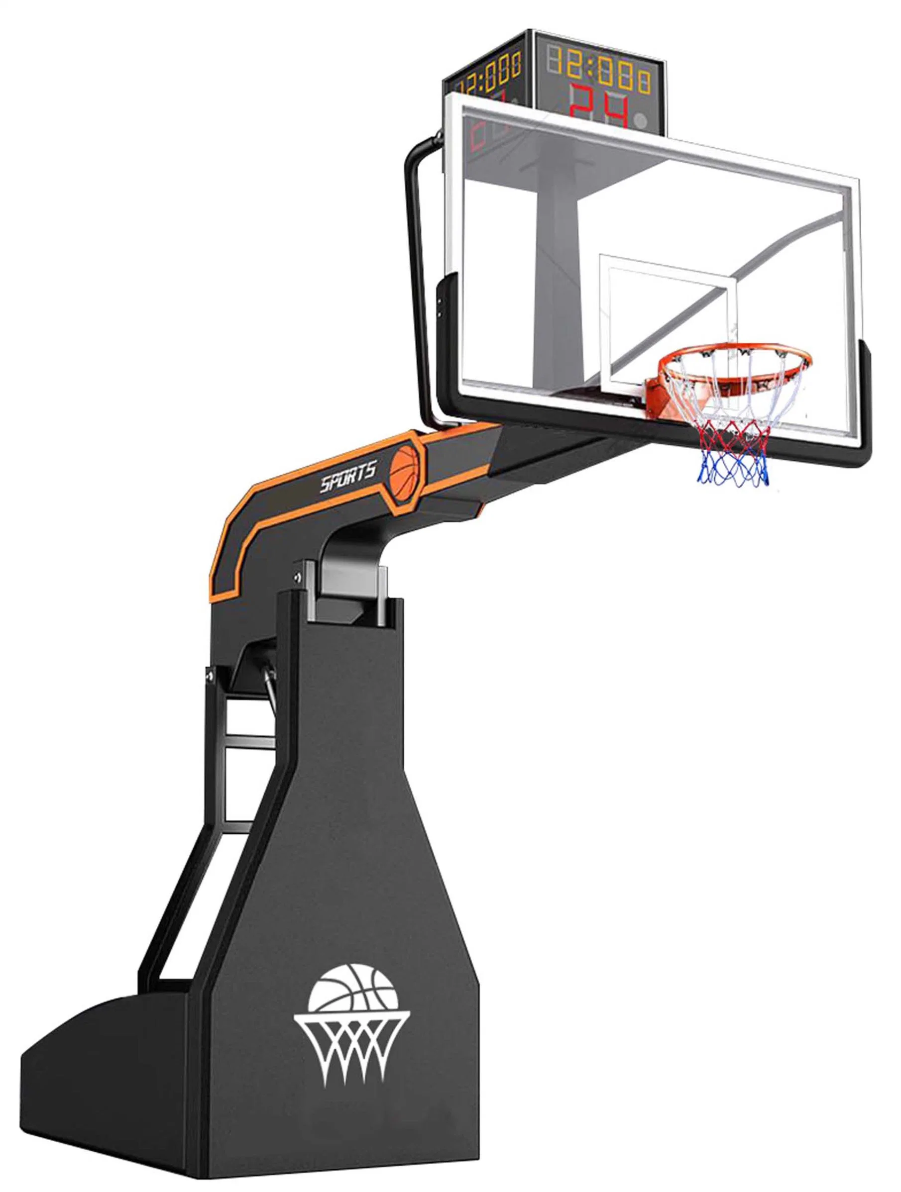 Inteligente de alta calidad plegable hidráulico Telecontrol Baloncesto Objetivo / Stand Standard vidrio templado tablero para interiores/exteriores.