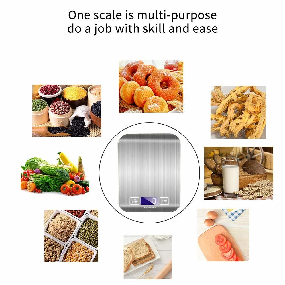 5kg cocina multifuncional Báscula portátil inteligente OEM de acero inoxidable electrónica alimentos cocina balanza digital