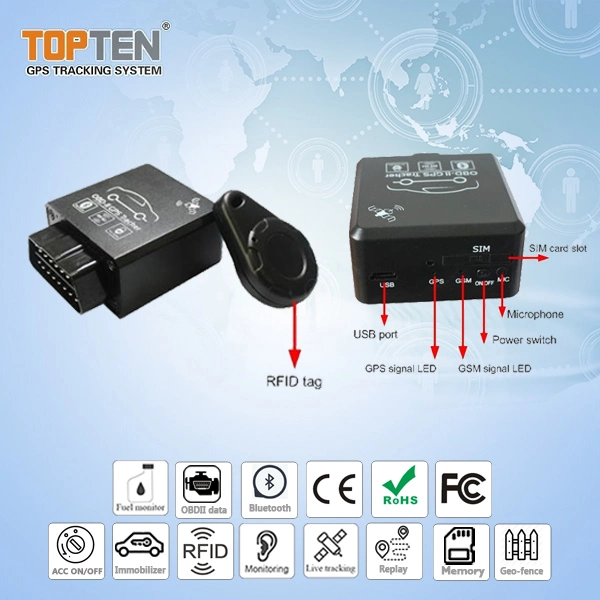 Suporte a dispositivos de rastreamento de OBD sem carro RFID função alarme TK228-Wy