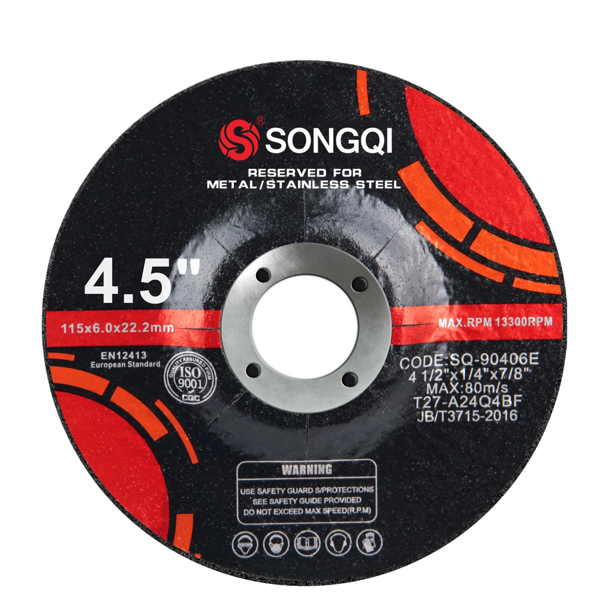 Disco de lixa de metal de 115 mm Songqi de 4,5 polegadas para moagem de metal e aço Roda