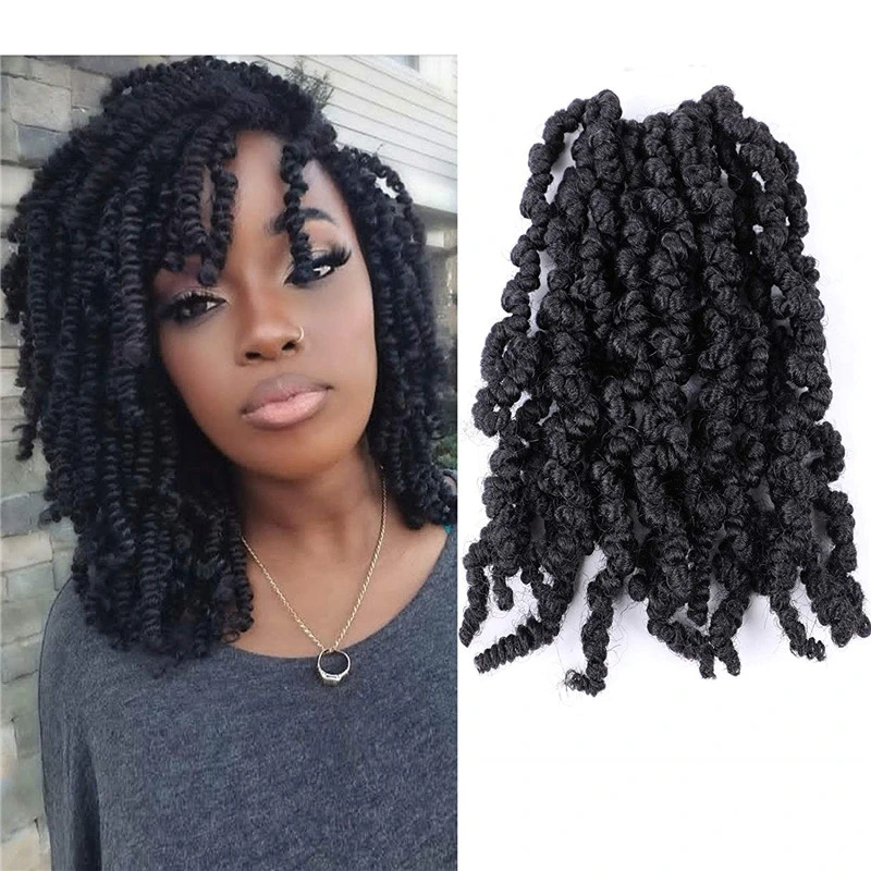 Short Spring Twist Crochet Hair Pretwisted 8" 15roots/Pack Natural Black