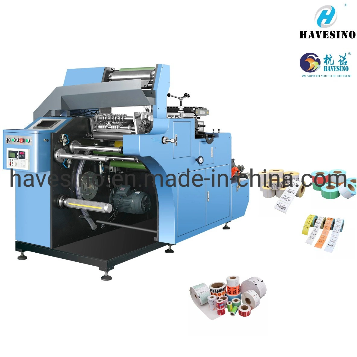 Thermal Self-Adhesive Blank White Label Die Cutter Slitter Rewinder Barcode Qr Code Pricetag Sticker Labels Die Cutting Label Machine