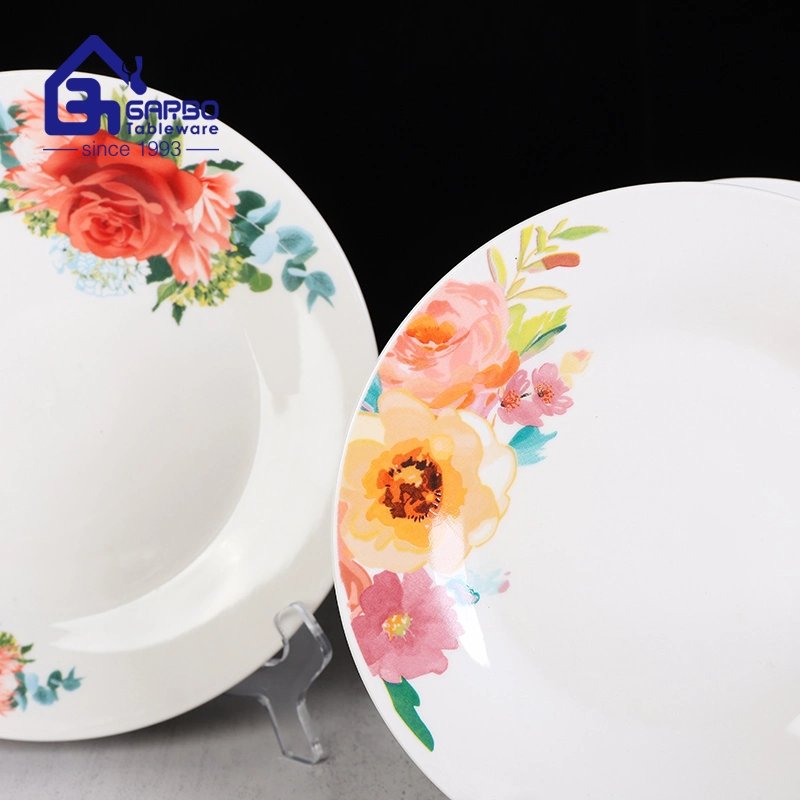 High quality/High cost performance  Ceramic Plates with Flower Decal Designs Dinner Sets Porcrlain Dished for Home