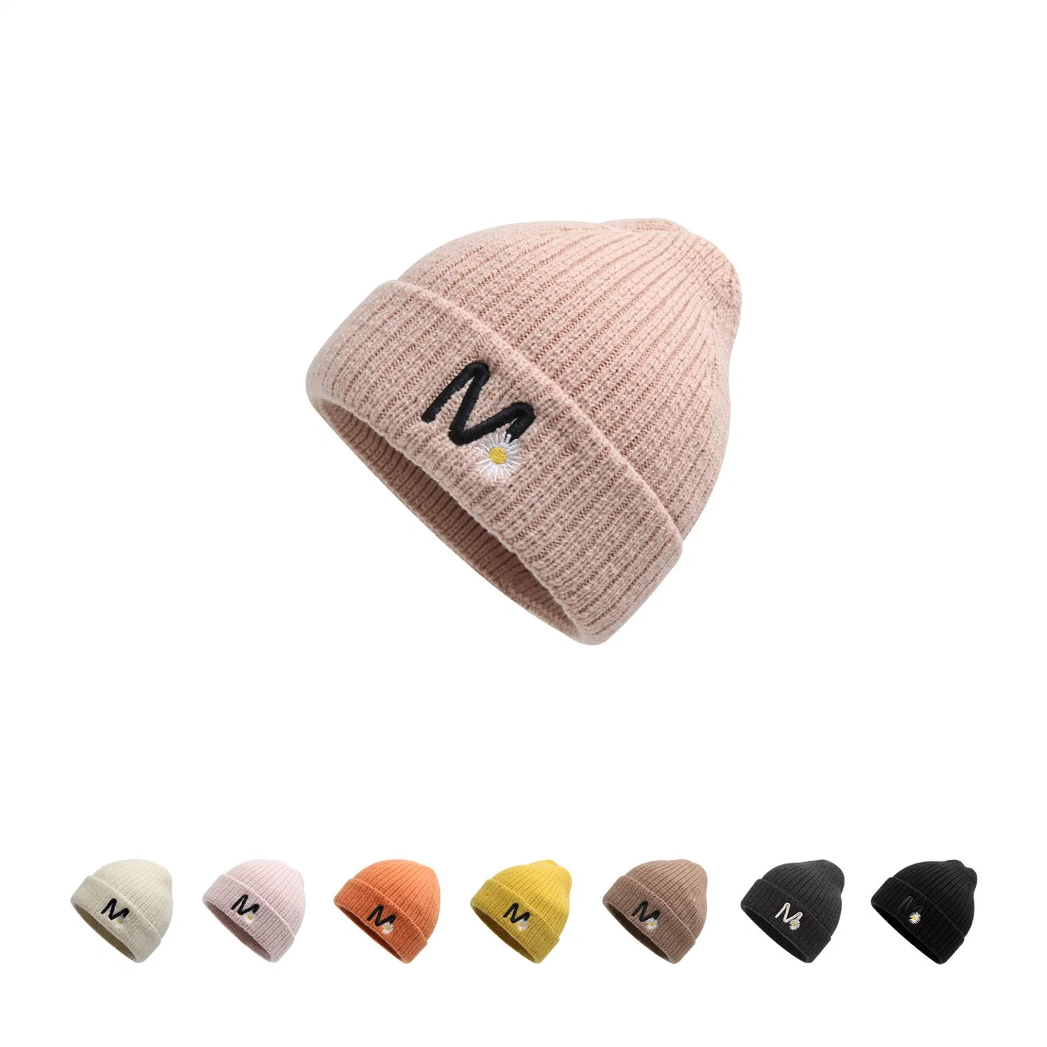 High Quality Fashion Collection Knitted Sport Embroidery Logo Cuffed Rib Hat