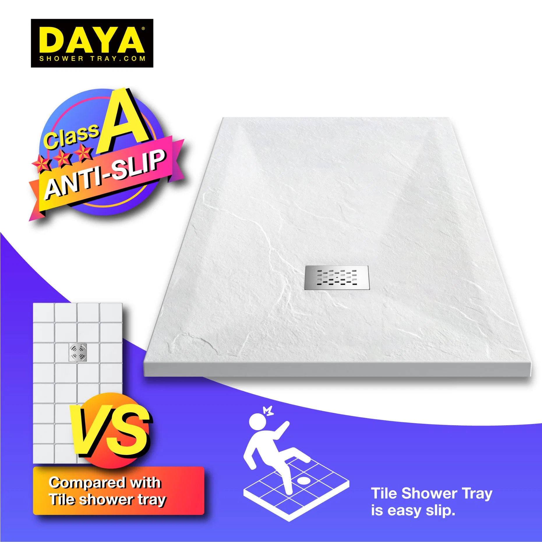 Daya Rectangle Resin Base Plate Shower Colorful Bathroom Toilet Villa Usage Shower Tray