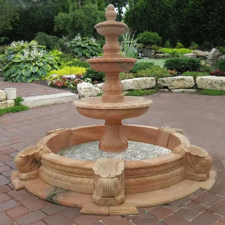 La mano de mármol tallado de fuente de agua, fuente de gran tamaño de la Estatua de la decoración de jardín