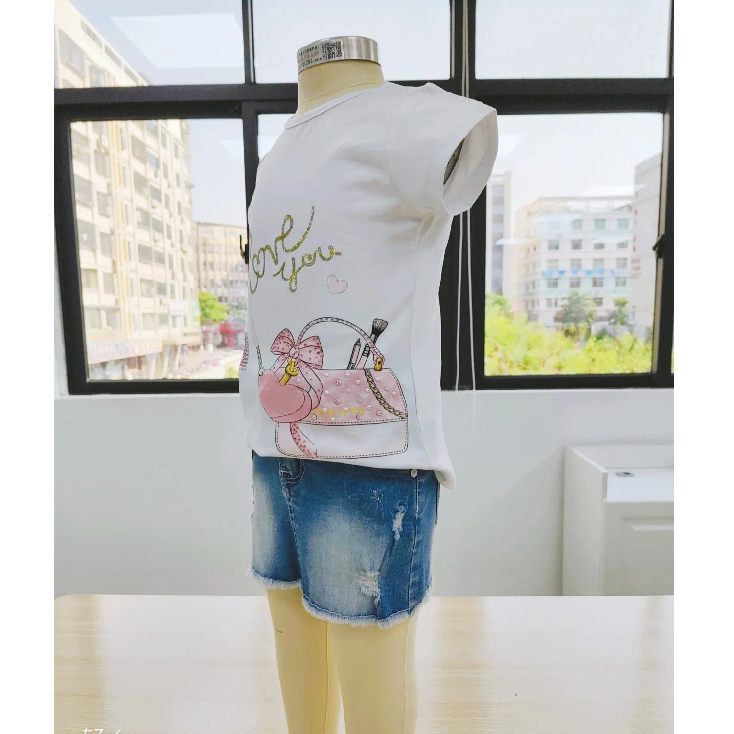 New Boutique Cotton Clothes Short Sleeves with Pattern Two-Piece Children's Clothing Girls Suit