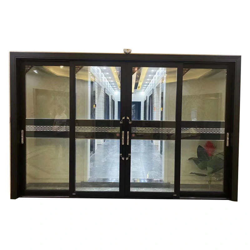 Marco de aluminio exterior deslizante Comercial puertas de vidrio doble