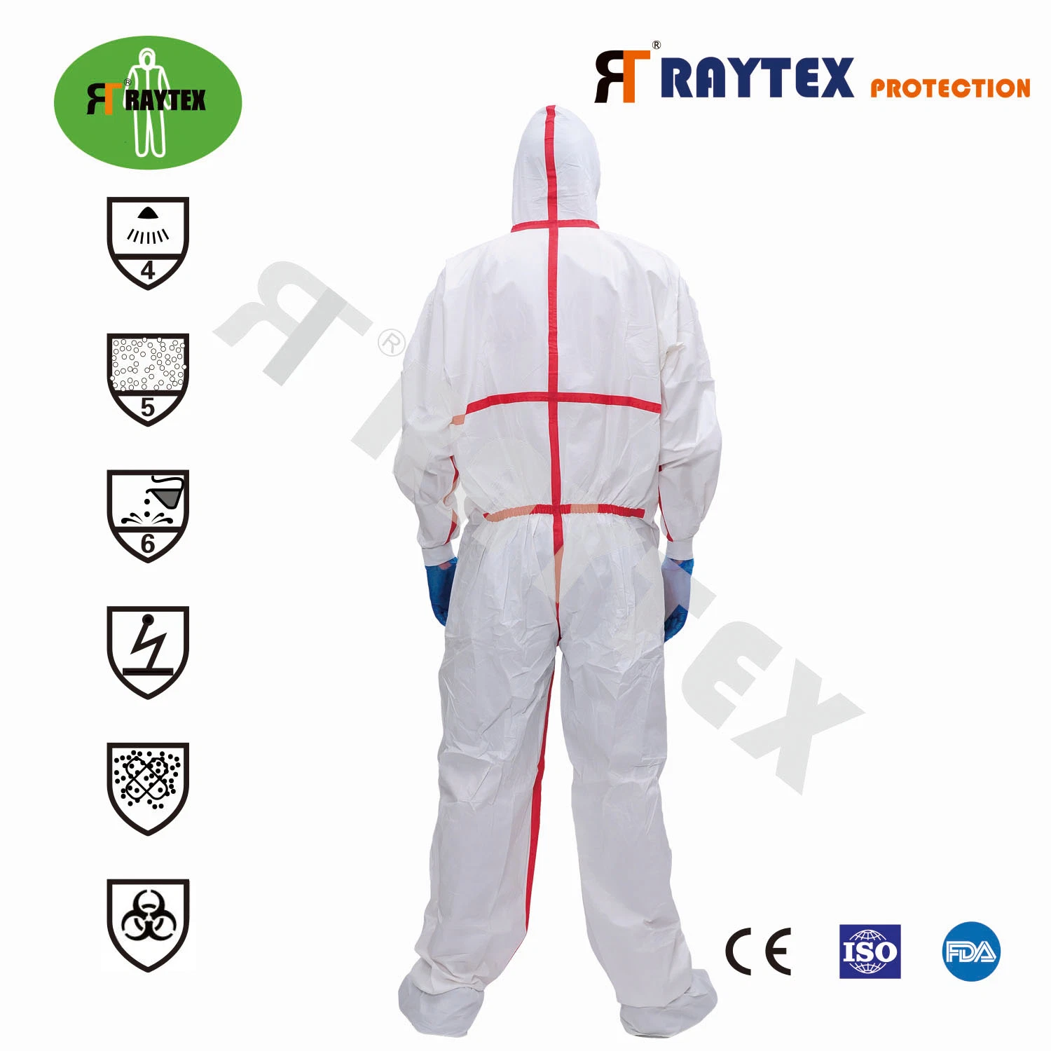 Chemical Workwear with Type4/5/6 Certificates Hot Sale Disposable Coverall Virus Hospital Protection Suit Protective with Hood Garment Ce&FDA