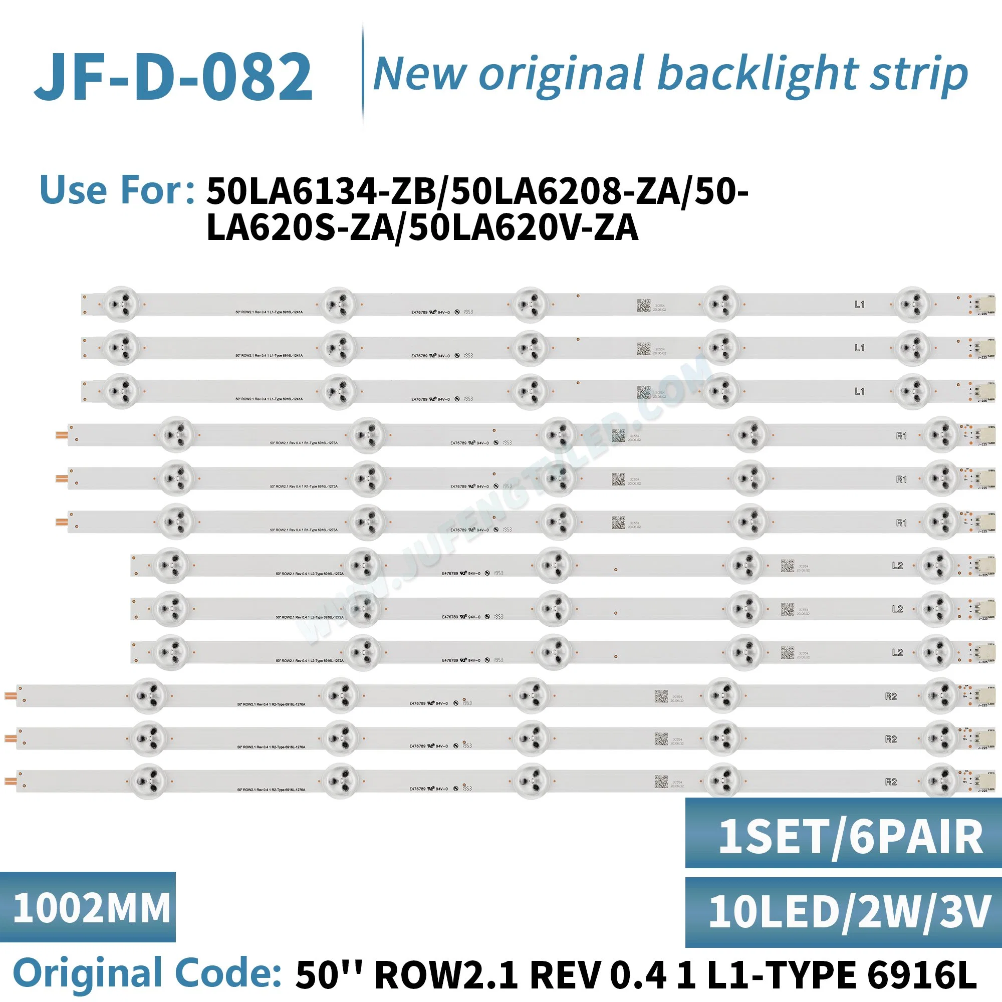 Jf-D-082 LED TV Backlight Use for 50ln Row2.1 Rev 0.4 1 L1/R1/L2/R2-Type LED Backlight Strips (12)