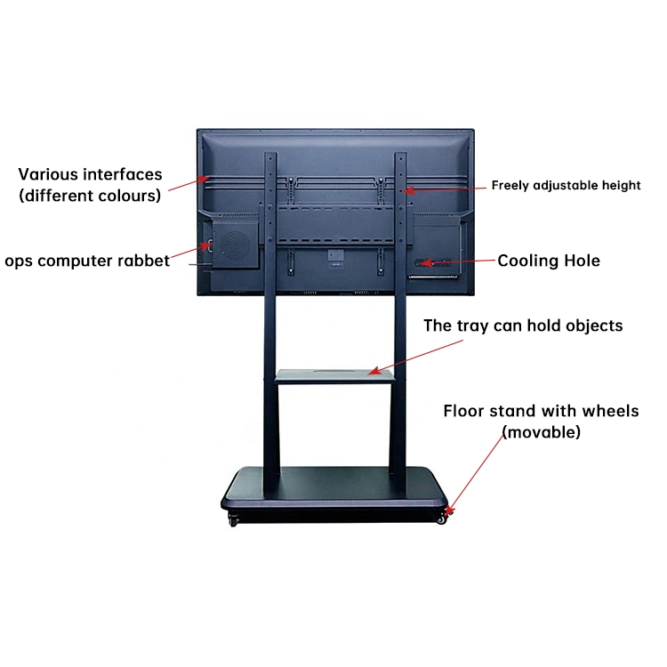 20-Point Touch Smart Board Interactive Flat Panel Office Supplies 86 Inch Meeting Room Stand Interactive Whiteboard for Teaching and Office