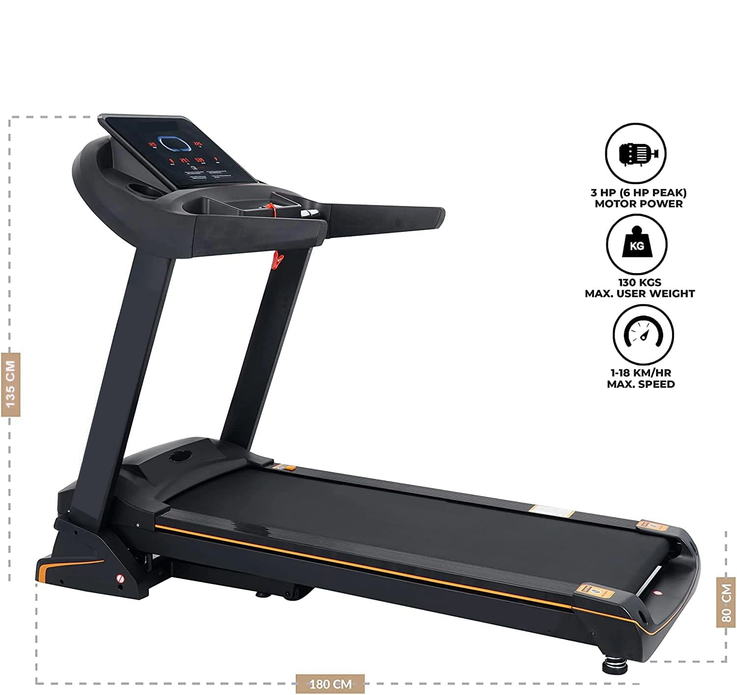 Fitness Treadmill Automatic Foldable with Bluetooth Speaker 5.5 HP Peak Motor for Cardio Exercises Auto Incline