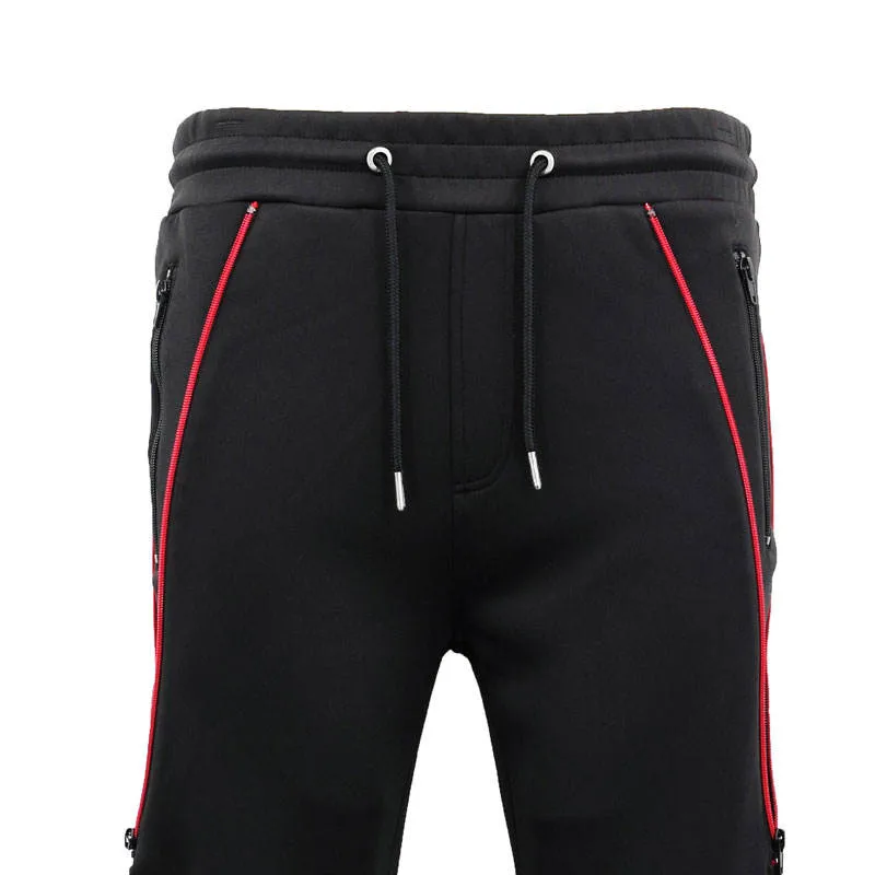 Hot Sale Negro Color Track Zip Hombre pantalones de jogger con Logotipo personalizado