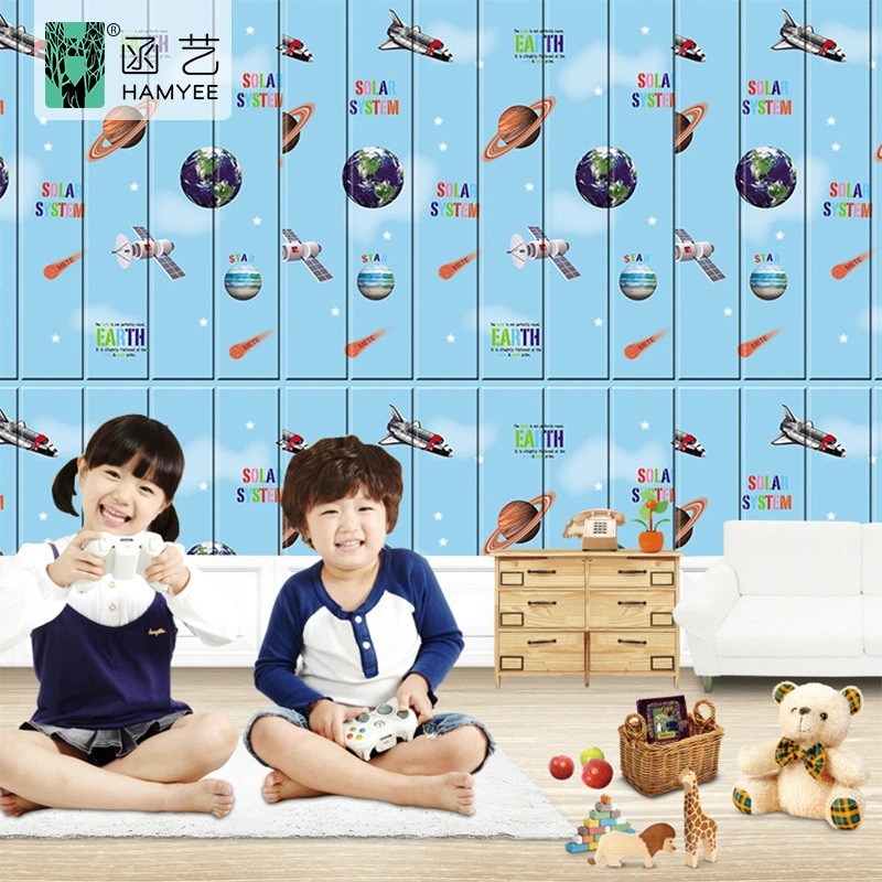 Water-Proof PE Foam Looking Panel Pared Wall Decor Cartoon PVC 3D Wallpaper Panel