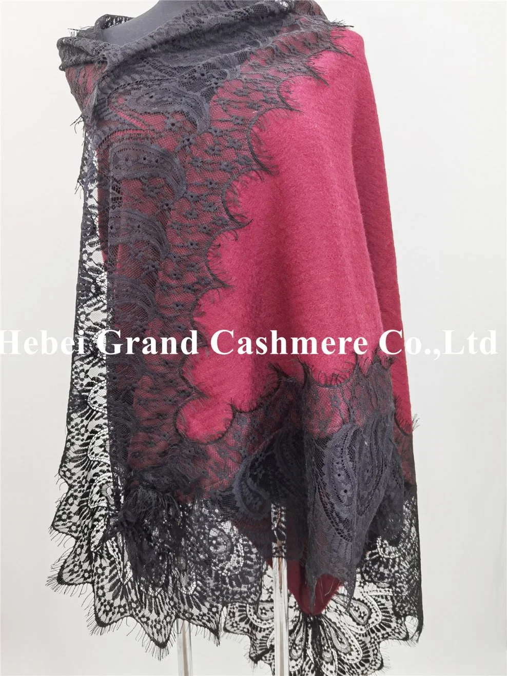 Cashmere Triangle Lace Trim Shawl
