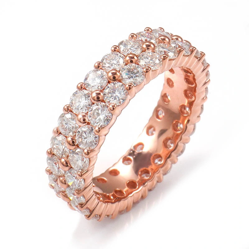 Provence Jewellery Ring 10K Rose Gold 2 Circles 2.5mm Moissanite Band Ring Is Suitable for Women as a Jewelry Gift Anniversary