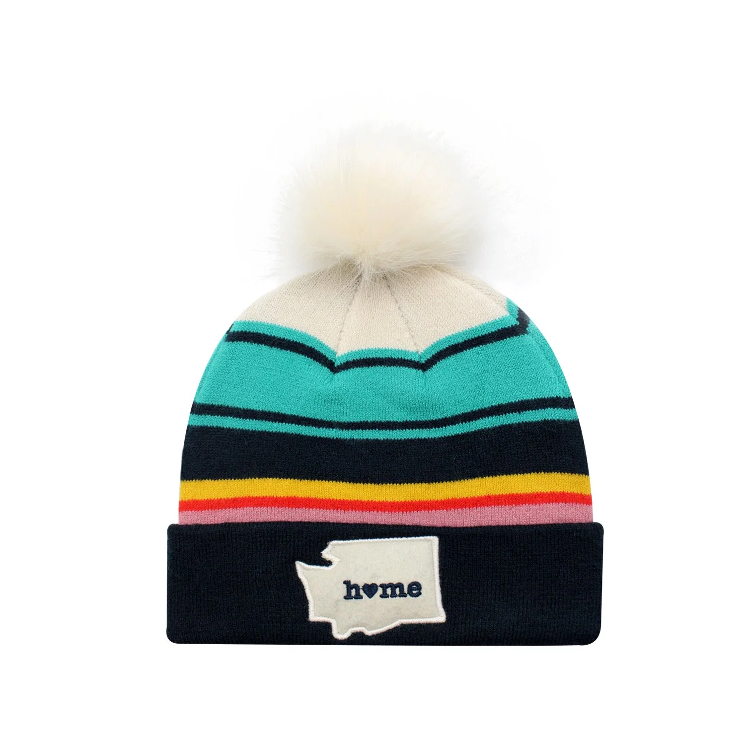 Lady fashion Winter Warm Knitted Embroidery Yarn Dyed Color Stripes Beanie