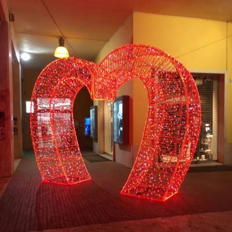 Outdoor 3D Giant Heart-Shaped Christmas Decor Arch Motif Light for Mall Park Decor