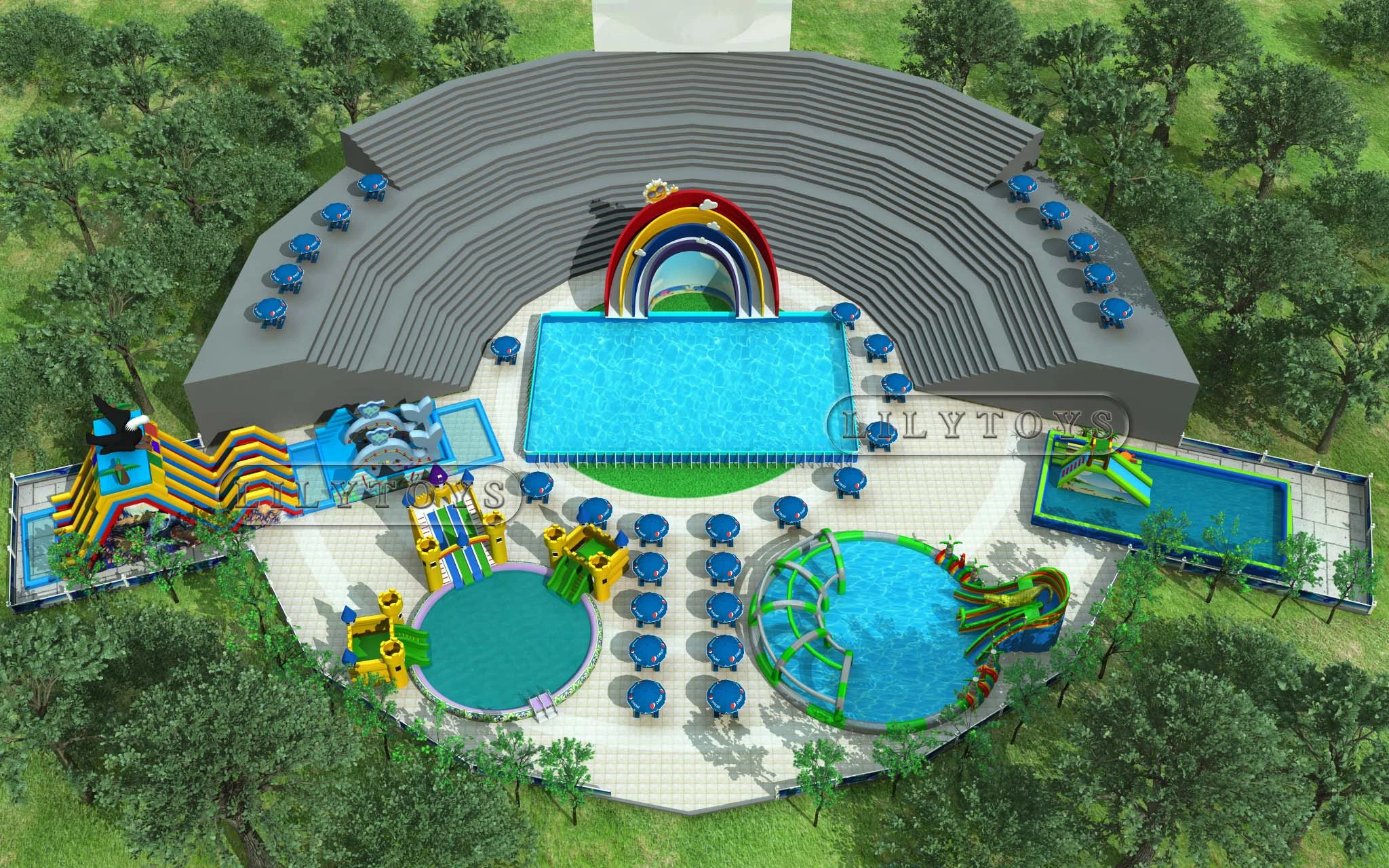 Inflables Lilytoys Parque Acuático, el Equipo de Parque de la piscina, parque de atracciones de los precios