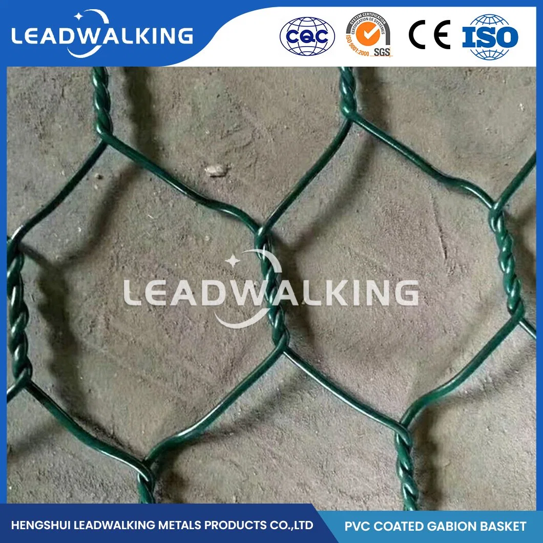 Leadwalking 2.0*1.5*1.0 Size Double Twist Hexagonal Wire Mesh Gabion Rust Prevention Galvanized Hexagonal Gabion Box China PVC Coated Gabion Mesh Box