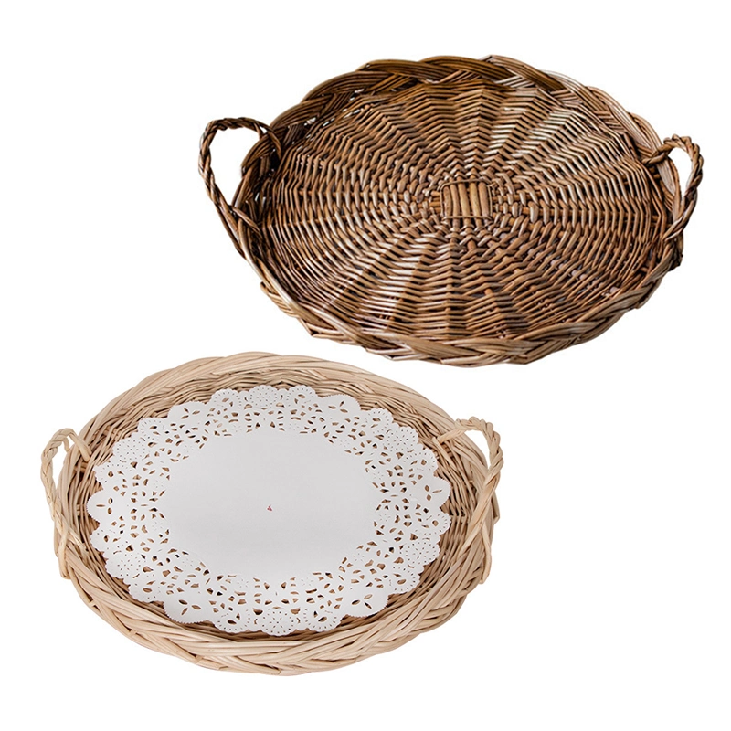 Bread Basket Ratten Wicker Basket Hand Basket Round Oval Baking Cake Pans Tray Home Deacoration Basket