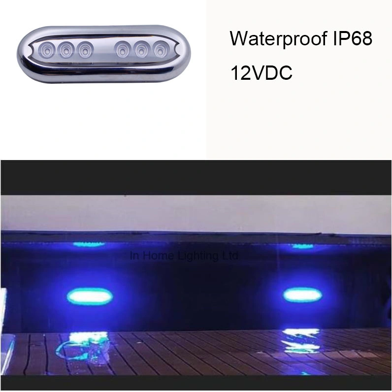 12V Surface Mounting LED Boat Marine Underwater Light Stainless Steel Waterproof Under Water Lamp