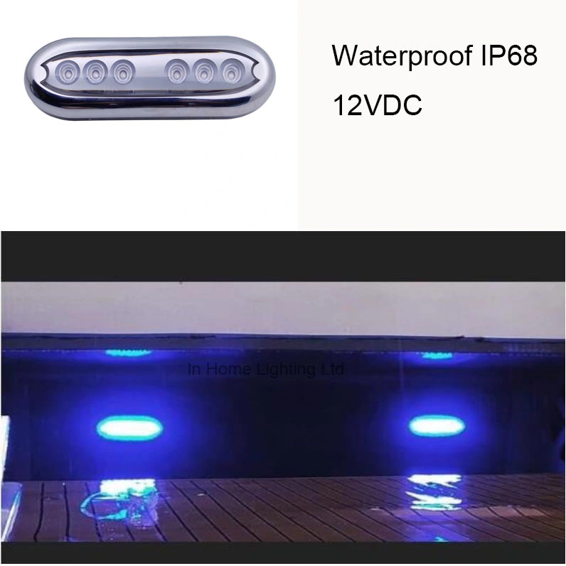 12V montagem de superfície LED embarcação Marine Underwater Light Aço inoxidável Lâmpada impermeável sob a água