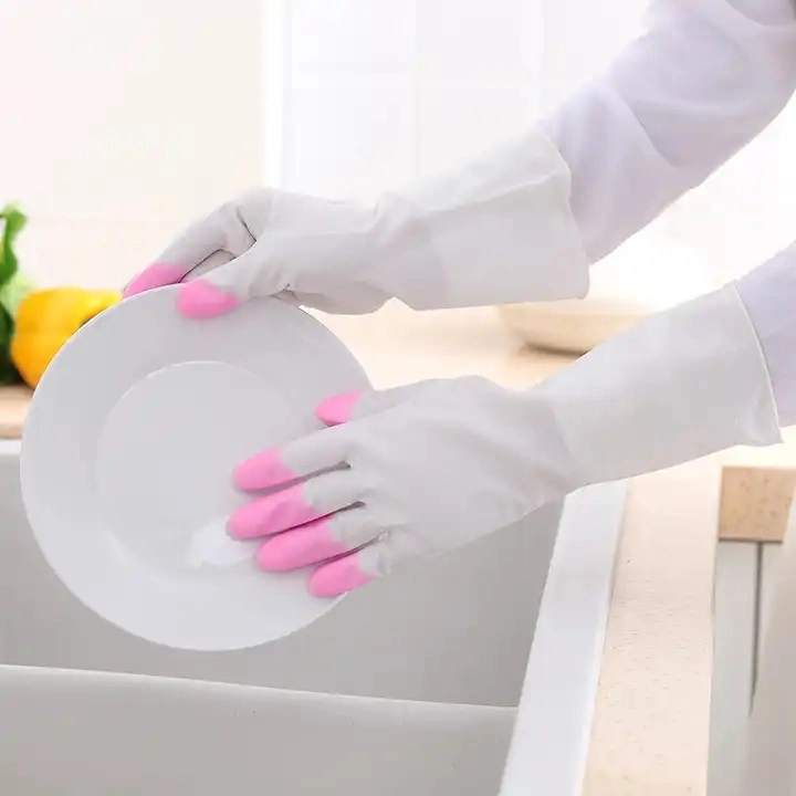 1pair Cleaning Gloves Dishwashing Cleaning Gloves Scrubber Dish Washing Rubber Household Gloves Kitchen