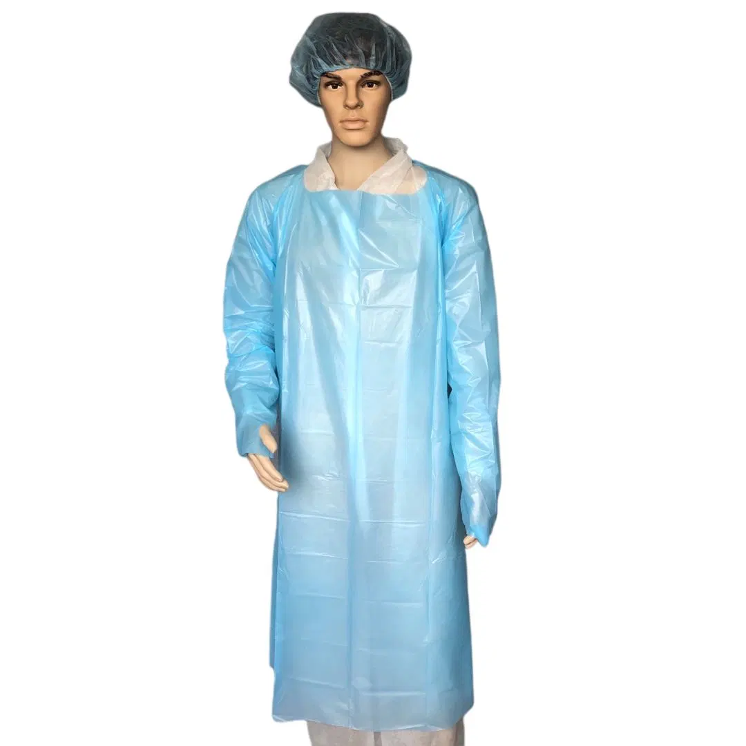 Disposable Waterproof CPE Apron Gown with Long Sleeve Cover