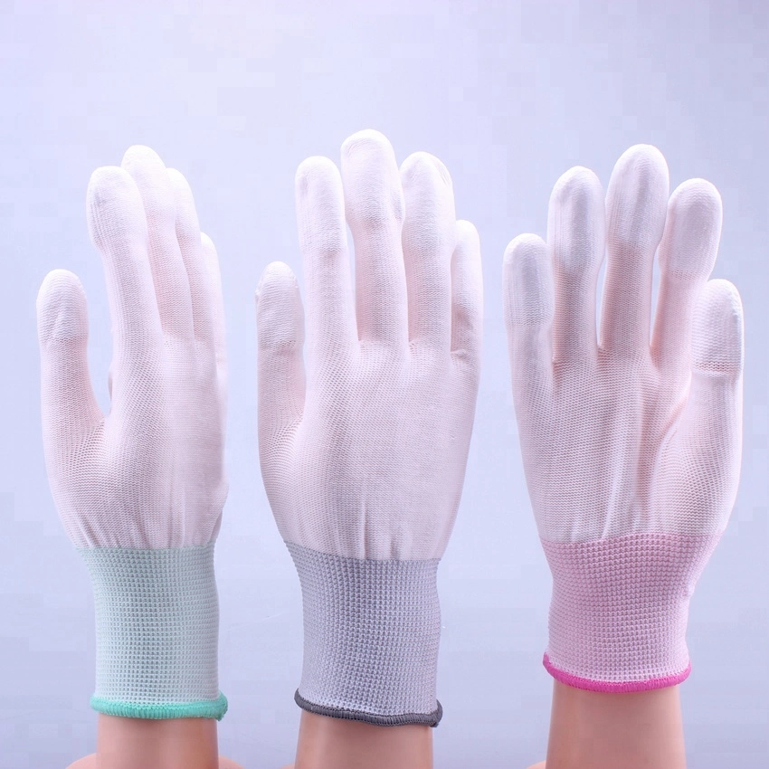 Factory Direct Sales Knitted Nylon PU Antistatic Material Finger Coated Hand Safety Work Gloves