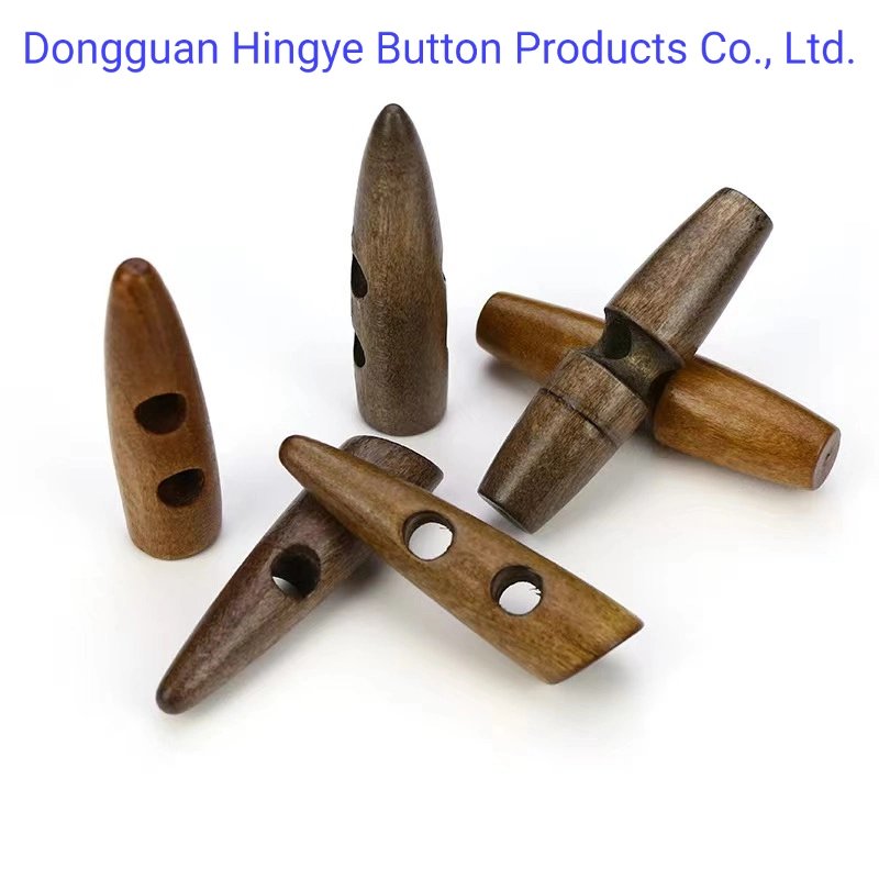 Wood Button Natural Real Wooden Toggle Button for Garment Accessories