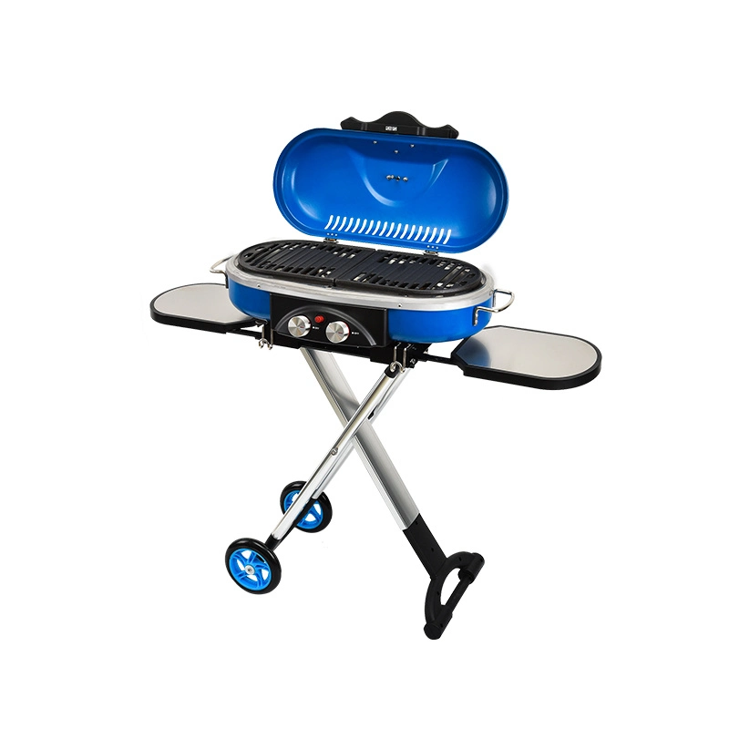 مطعم شواء Camping Trolley للشواء في الهواء الطلق قابل للطي كهربائيا شواء الغاز حبيبة