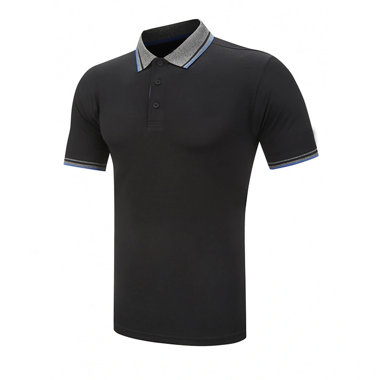 Рубашка-поло с фирменным дизайном Гольф-поло для мужчин Black Рубашка поло, красный бортик Poly Cotton Polo