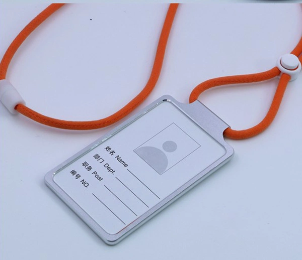 Aluminum Alloy Working ID Card Badge Holder with Round Cord Lanyard