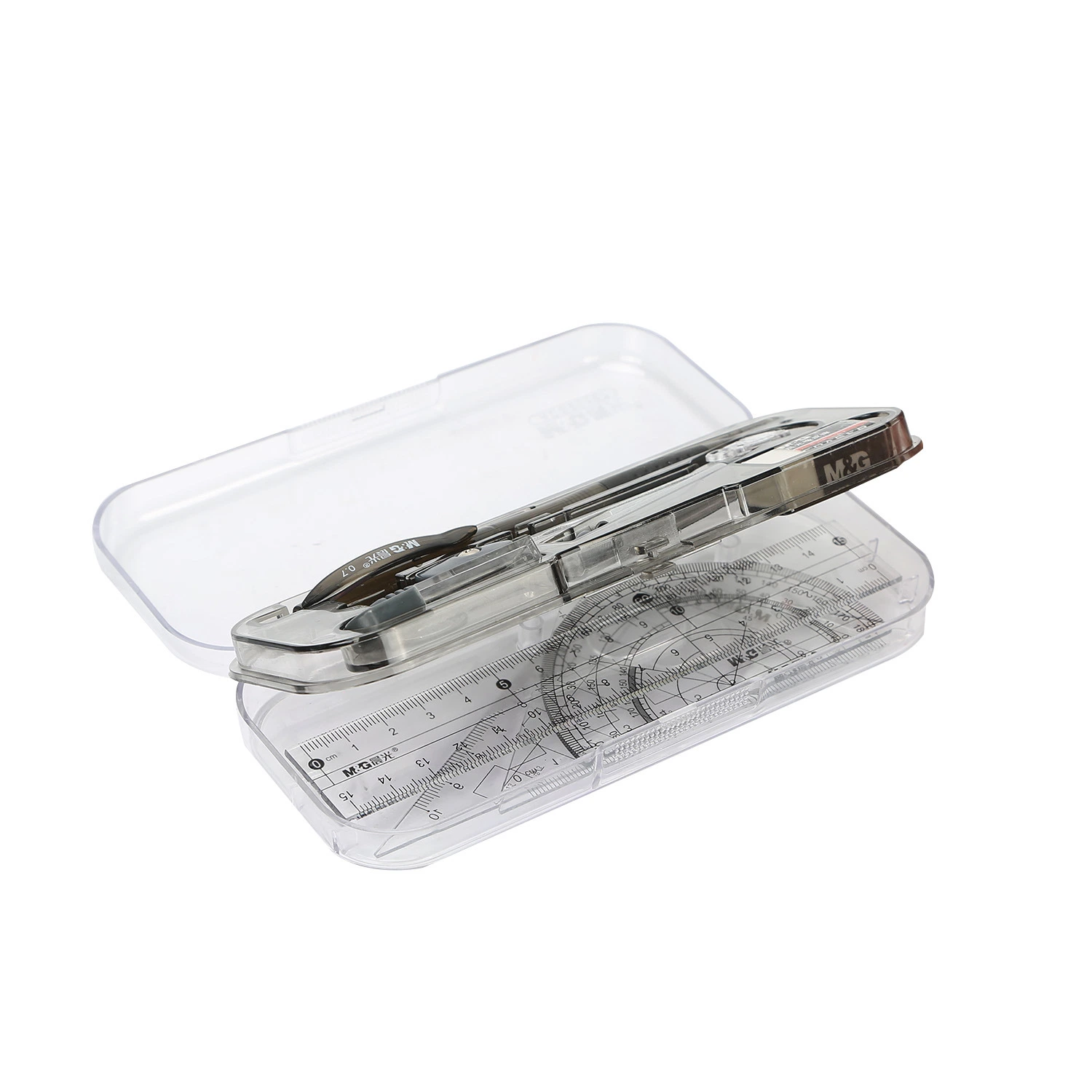 High quality/High cost performance  8PCS Stationery Mechanical Pencil Compass Set with Transparent Box for Math Drawing