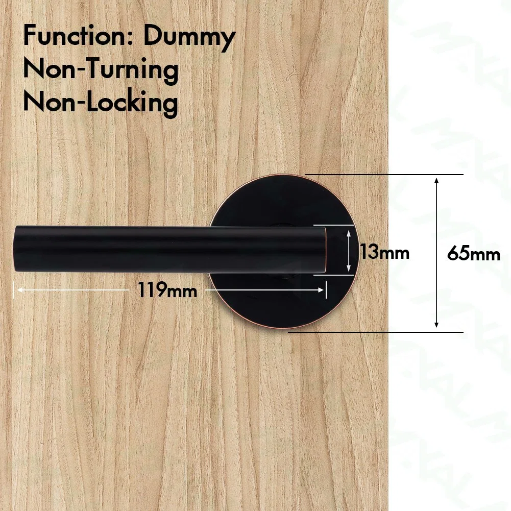 Round Handle Black Single Lever Door Front Dummy Lock with Zinc Alloy