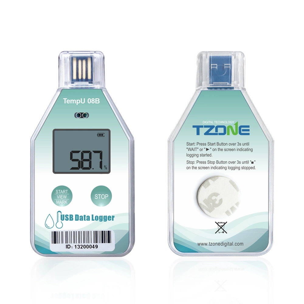 Tzone Tempu08b Single Use Temperature and Humidity Recorder - Automated Edition of Pdf and Csv Reports