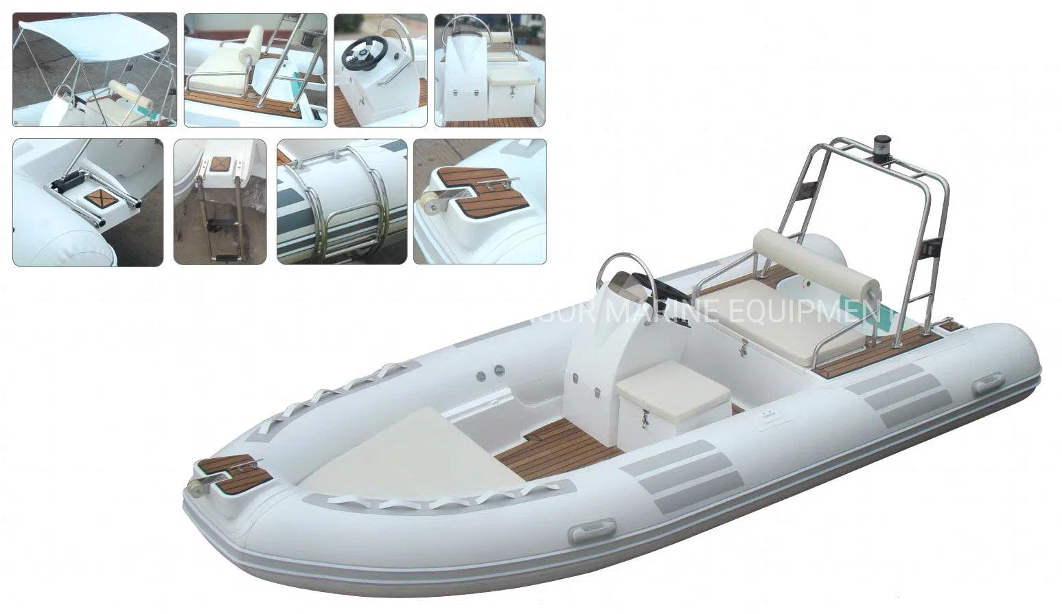 Funsor Deep-V Fiberglass Hull FRP Rigid Inflatable Rib Boat for Fishing and Rescue 4.8m