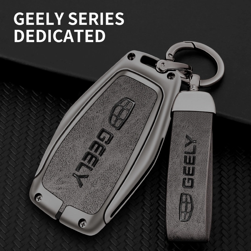 Remote Box Protective Zinc Alloy TPU Holder Car Key Leather Case for Geely