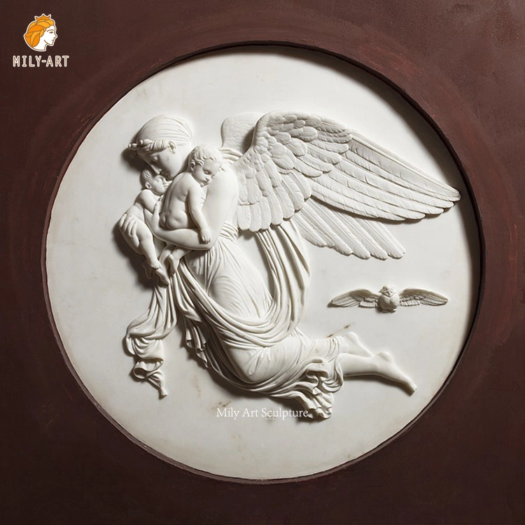 3D Art Decorative Wall Carving Figure Sculpture Natural Marble Stone Relief