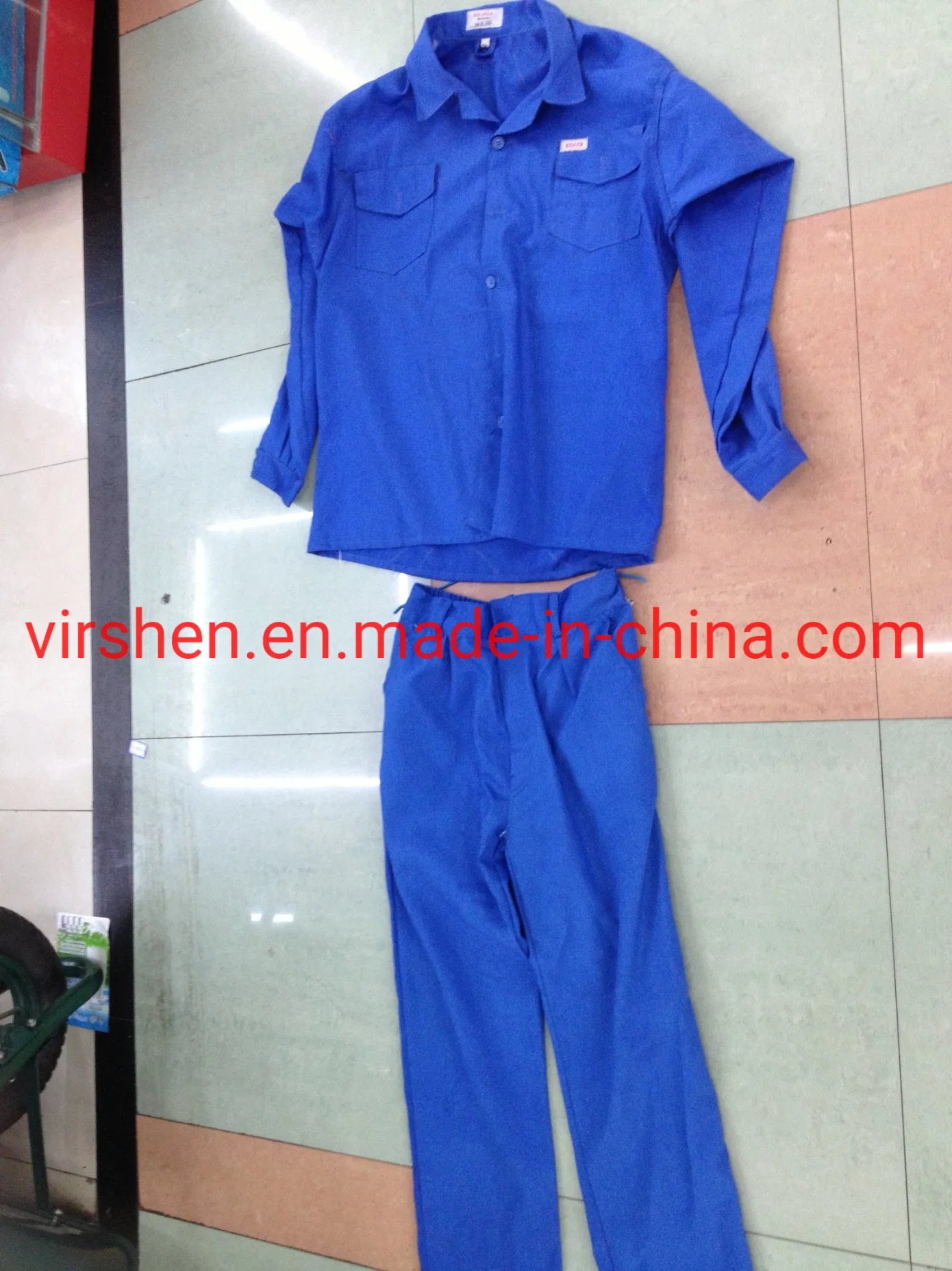 Product Description of Blue Cotton Dubai Man Worker 2 Piece Pant Suit