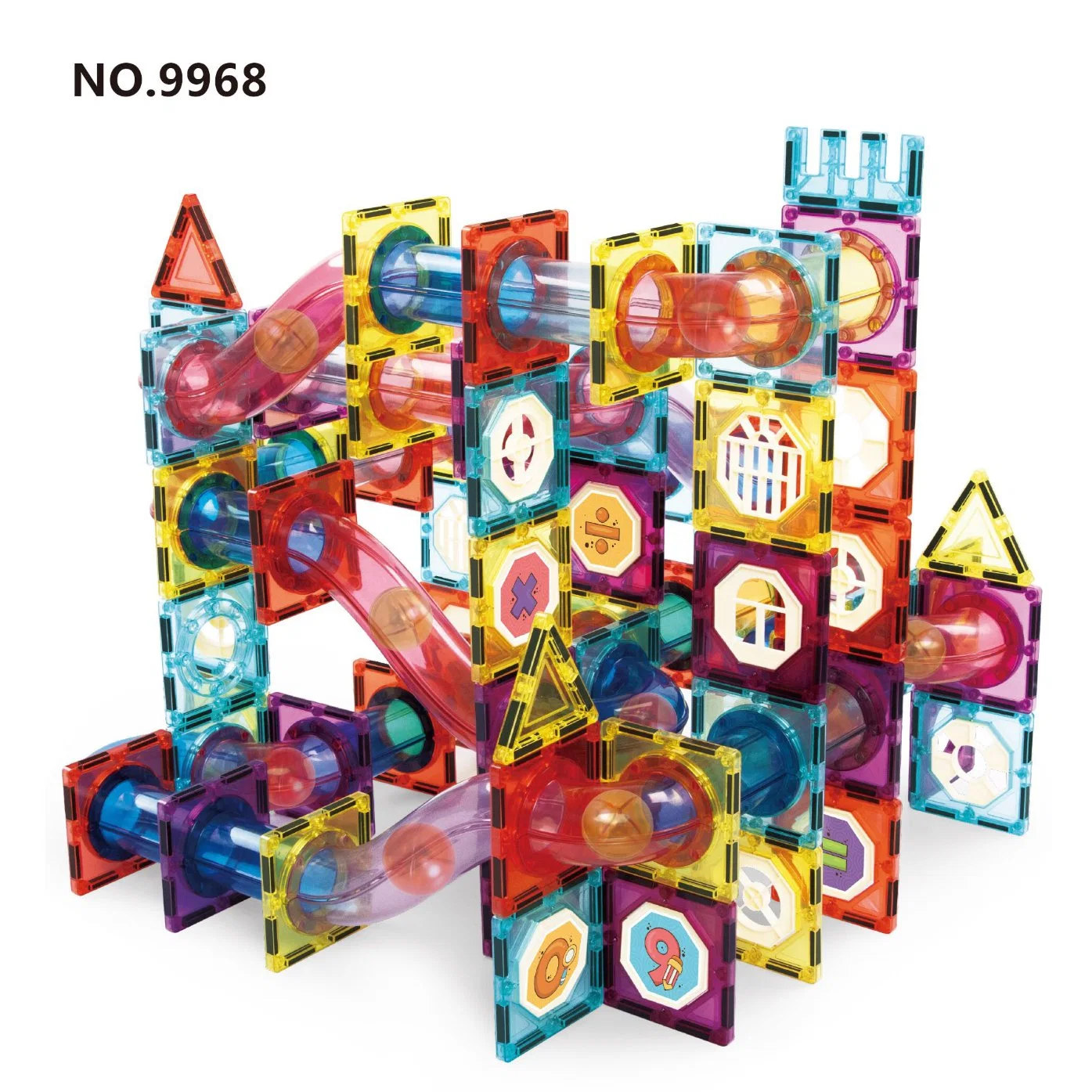 Woma Toys 9968 Popular Sales Customize Baby 3D Magnetic Building Block Tiles Ball Run Race Track Set Kids Magnetic Toy