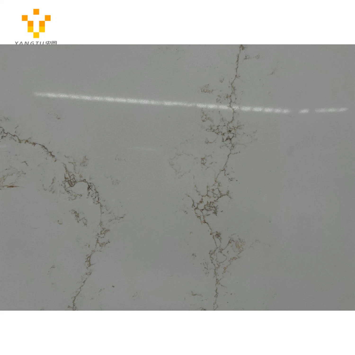 Prefabricated White Quartz Countertop Slab Calacatta Quartz Countertop Light Veins White Modern Kitchen