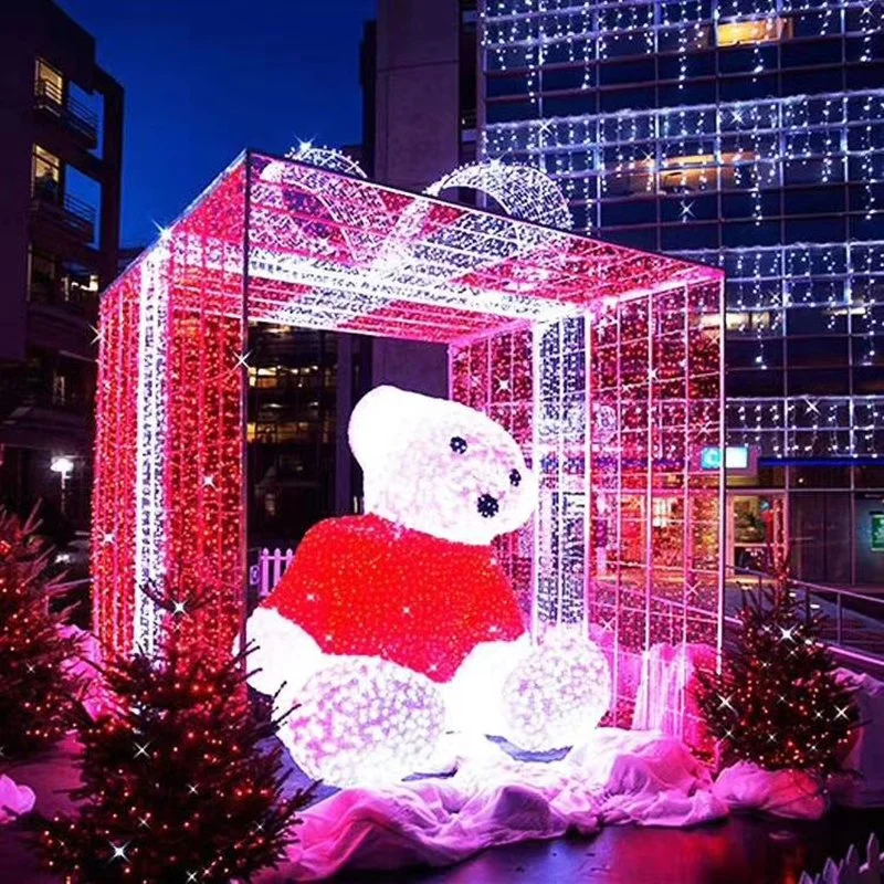LED Christmas Gifts&Crafts Bear Sculpture for Outdoor Square Park Decor