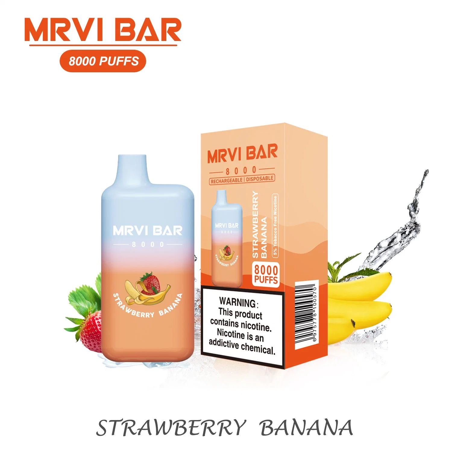 100% auténtico Mrvi Bar 8000 Puffs lápiz electrónico desechable para cigarrillos Dispositivo sin nicotina VAPE