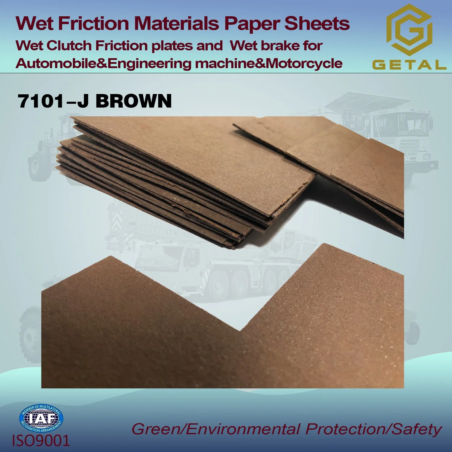 Getal Wet Friction Materials Paper Sheets and Rings for Wet Clutch and Wet Brake