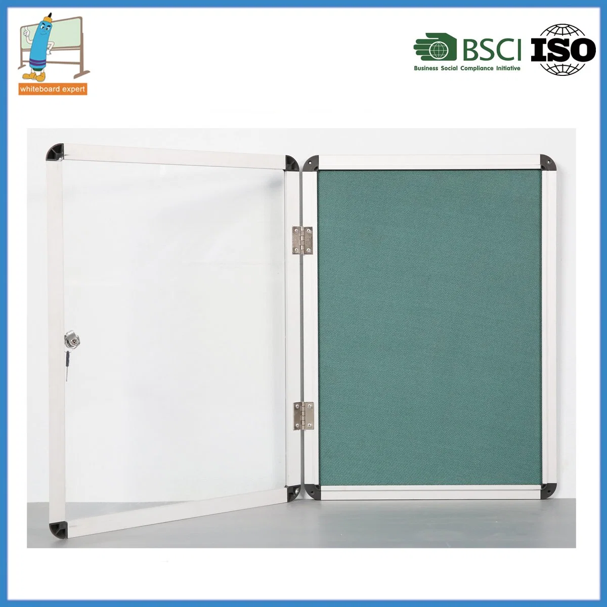 Indoor Bulletin Board Sizes Wall Mounted Lockable Notice Board Enclosed Cork Bulletin Board with Lock