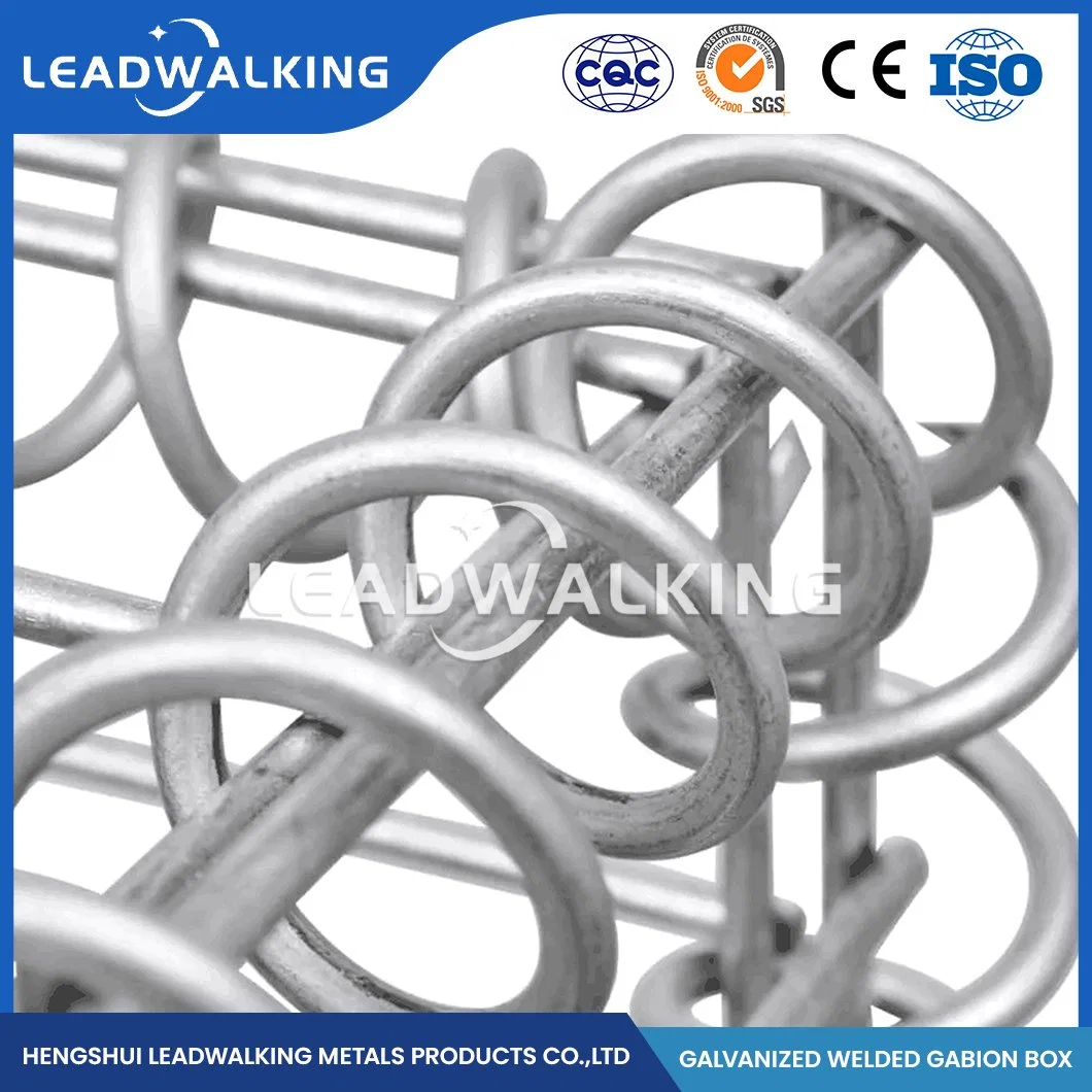 Leadwalking 60X80mm Mesh Galvanized Gabion Stone Cage Manufacturings Anti-Rust Galvanized Welded Gabion Box China 80X40X40 Size Welded Gabion Wire Mesh Boxes