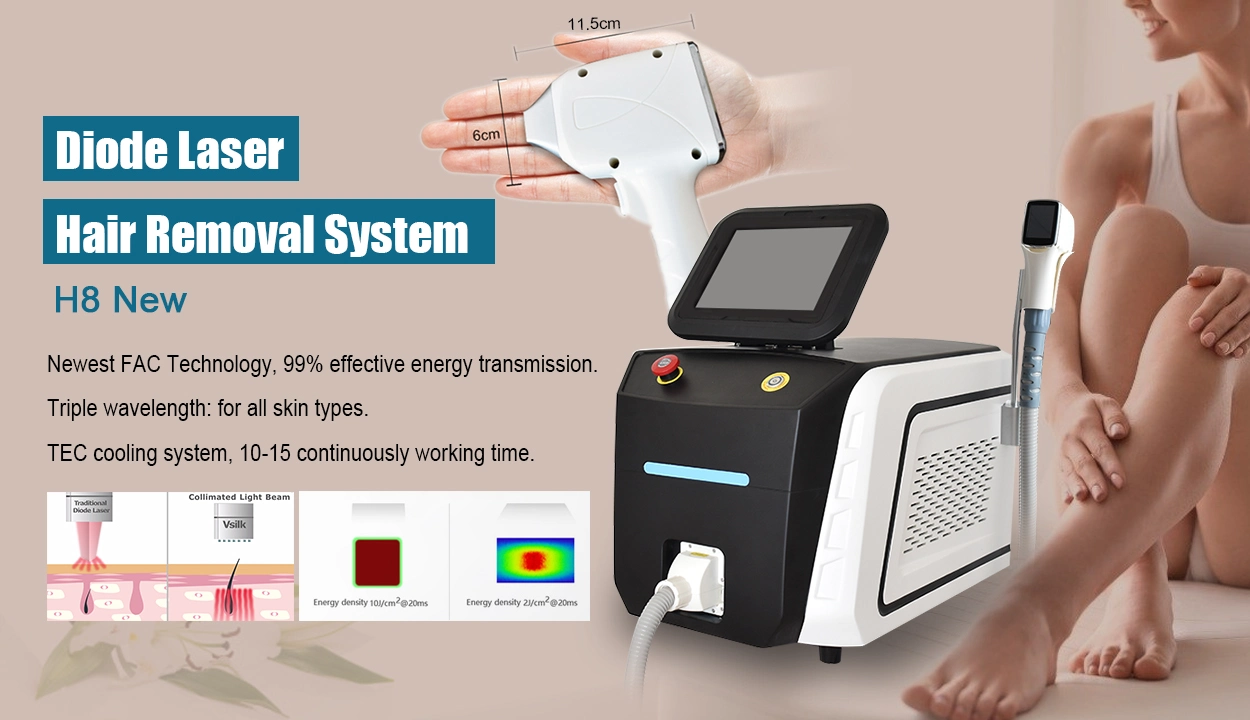 USA Bars Vertikal 1000W Diodenlaser 3 Wellenlänge 755 Alexandrit 808nm Haarentfernungssystem